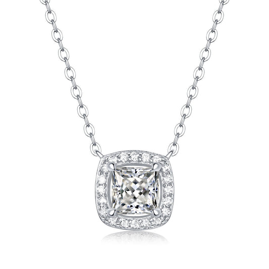 Bridesmaid Square Moissanite Sterling Silver Necklace Kiaan Jewels