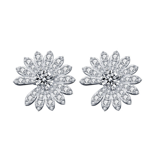 Daisy Flowers Silver Stud Earrings Kiaan Jewels