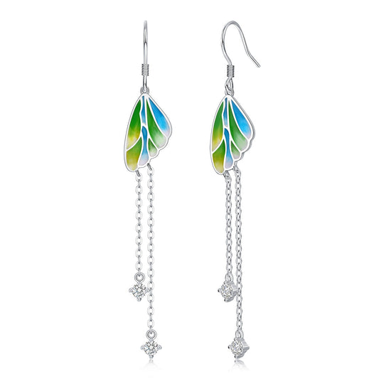 Enamel Butterfly Dangling Earrings Kiaan Jewels