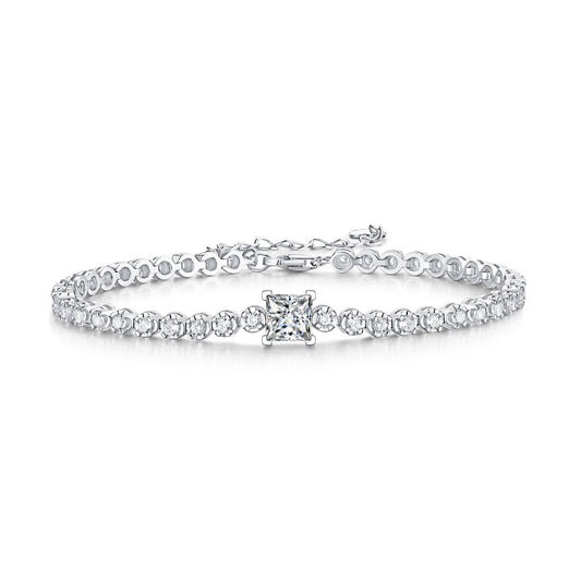 Moissanite Chain Silver Bracelet Kiaan Jewels