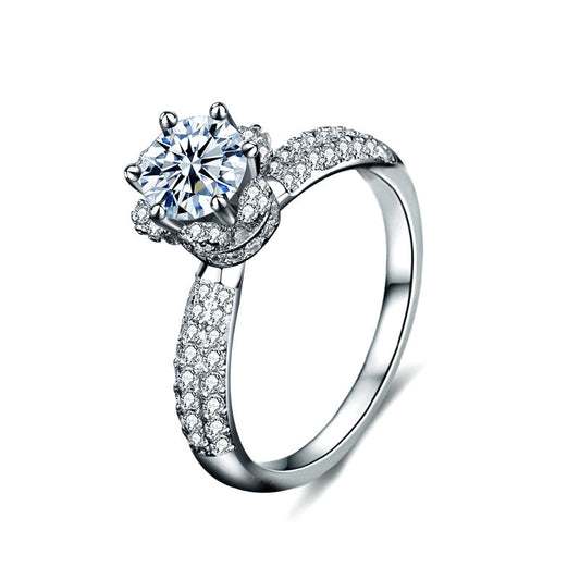 Moissanite Crown Silver Ring Kiaan Jewels