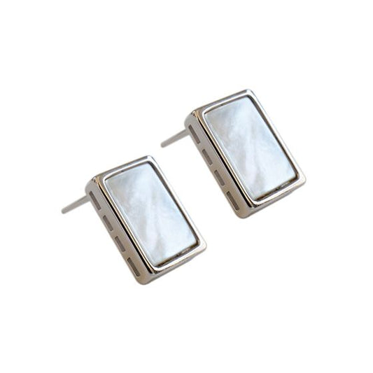 Rectangle Shell Stud Earrings Kiaan Jewels