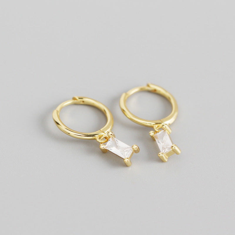 Rectangle Stone Gold Hoop Earrings Kiaan Jewels