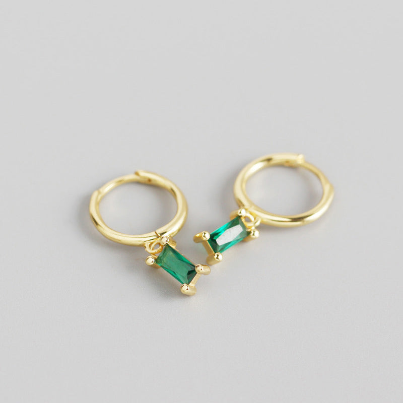 Rectangle Stone Gold Hoop Earrings Kiaan Jewels