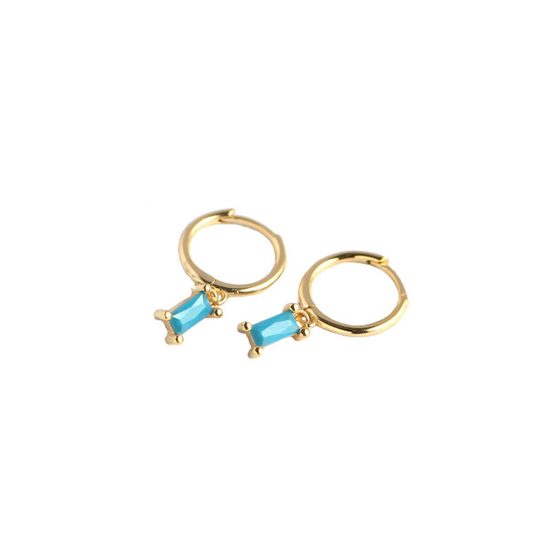 Rectangle Stone Gold Hoop Earrings Kiaan Jewels